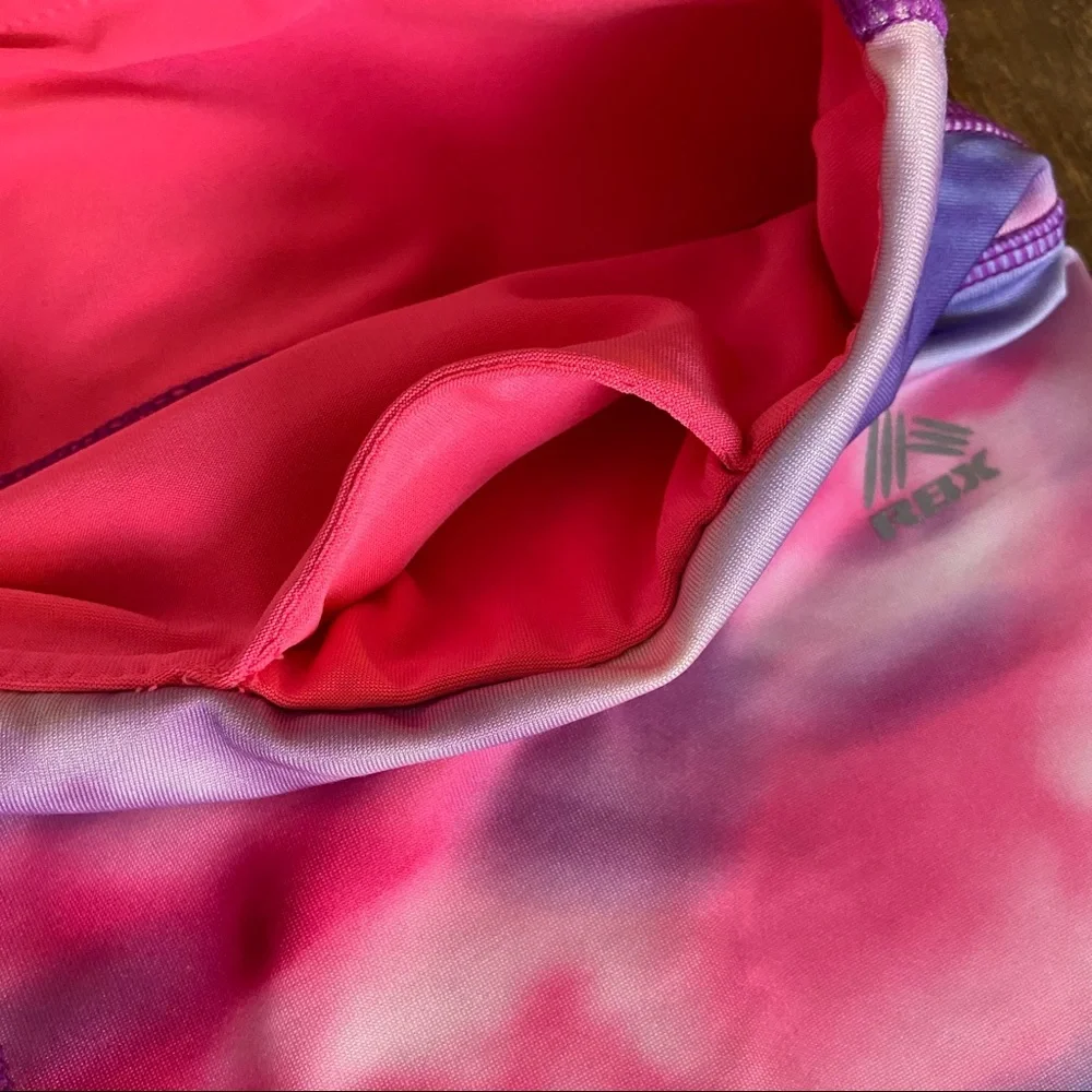 Women multi-colored Capri leggings.  Bright colors that are camouflage designed. - Picture 2 of 3